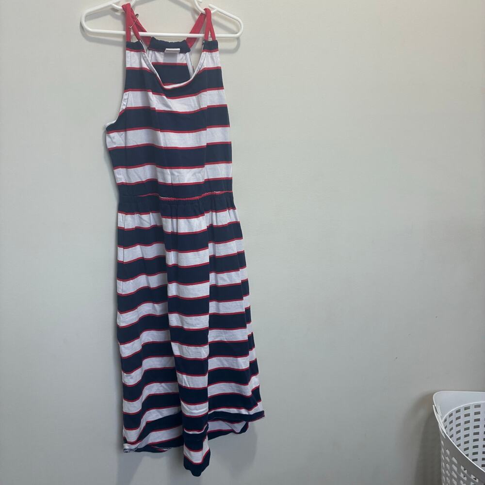 Gymboree Girls Dress Size 12 Red White Blue Striped Knit Racerback